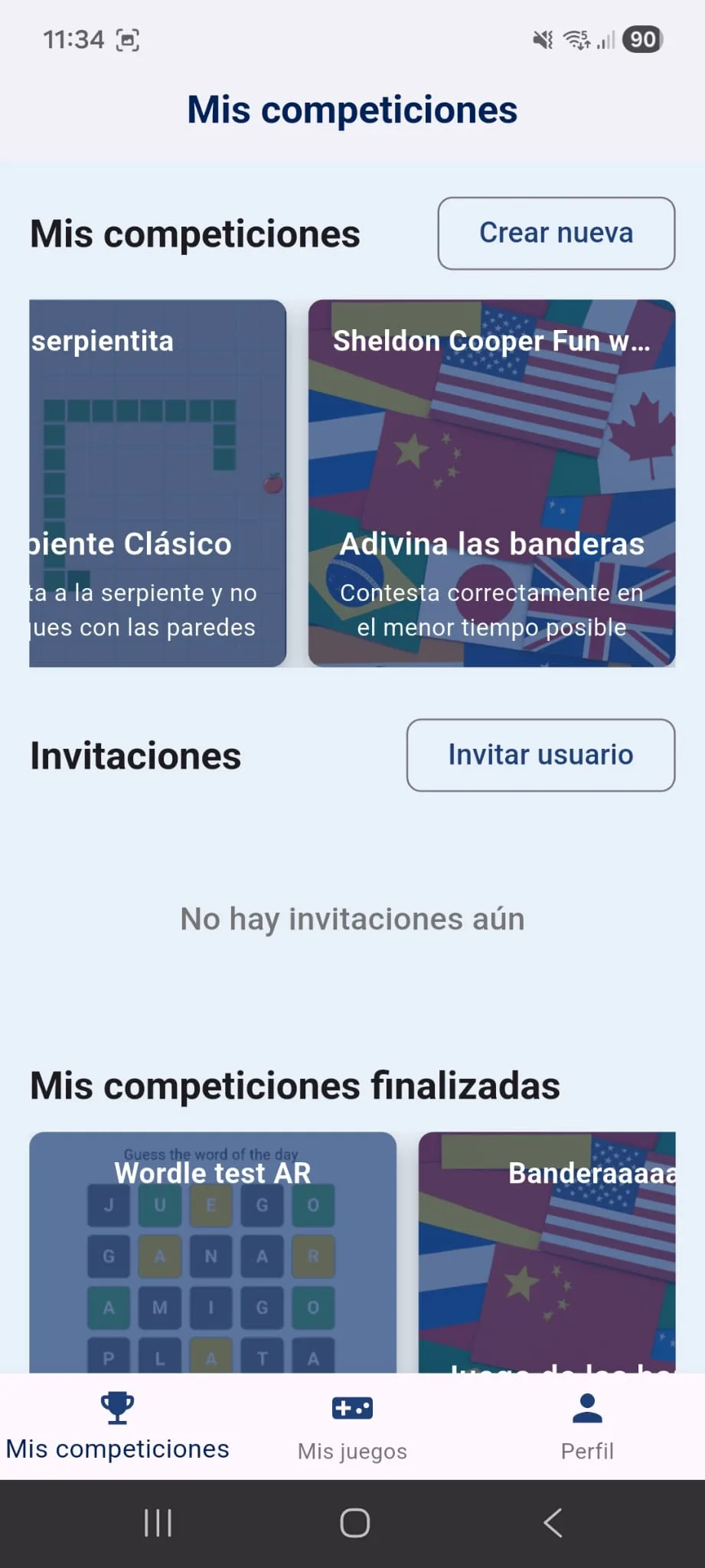 My Competitions Screen